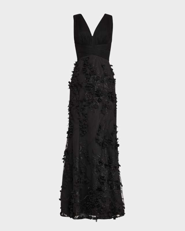 Embroidered Floral Applique Gown